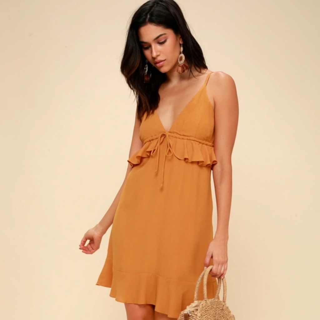 Lucy Love S Golden Yellow Ruffled Shift Dress